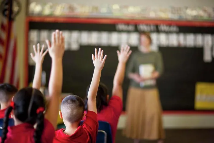 Framed Print : Students with Hands Raised Classroom Print Framed Print : Students with Hands Raised Classroom Print