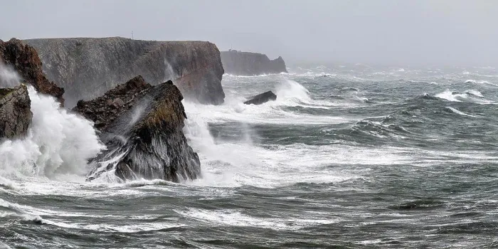 Framed Print : Waves Splashing Coastal Cliffs Print