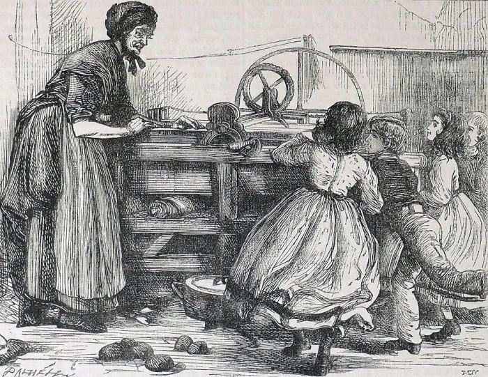 Framed Print : Print of Woman using a Box Mangle, 1869 Framed Print : Print of Woman using a Box Mangle, 1869