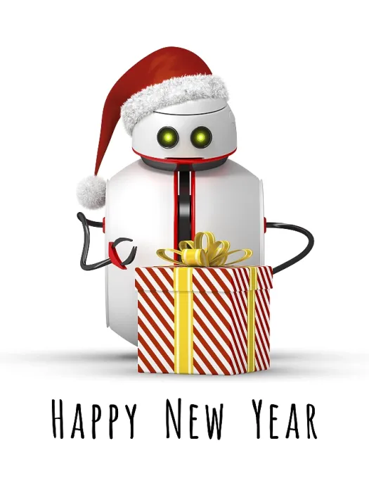 Framed Print : 3D Print of Christmas Robot with Gift