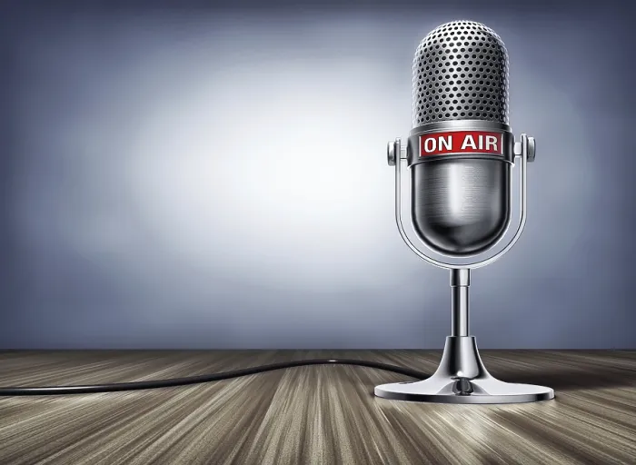 Framed Print : 3D Rendering of a Microphone with On Air Icon Print