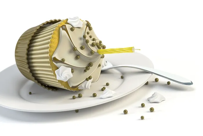 Framed Print : 3D Rendering of Overturned Cupcake Print on Plate Framed Print : 3D Rendering of Overturned Cupcake Print on Plate