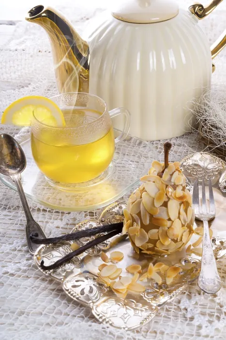 Framed Print : Almonds, Pear and Tea Print Framed Print : Almonds, Pear and Tea Print