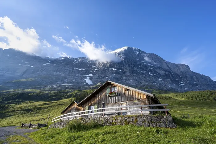Framed Print : Eiger Alpine Hut and Summit Print, Switzerland Framed Print : Eiger Alpine Hut and Summit Print, Switzerland