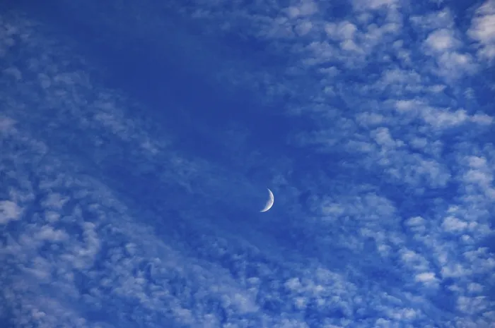 Framed Print : Altocumulus Clouds with Crescent Moon Print, Upper Austria Framed Print : Altocumulus Clouds with Crescent Moon Print, Upper Austria