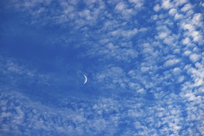 Framed Print : Altocumulus Clouds with Crescent Moon Print, Upper Austria Framed Print : Altocumulus Clouds with Crescent Moon Print, Upper Austria