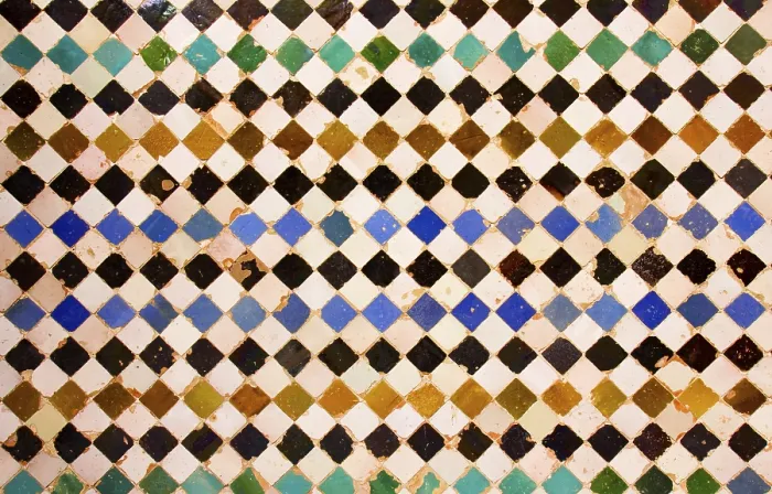Framed Print : Ancient Mosaic Pattern Print, Alhambra Palace, Granada