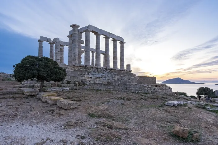 Framed Print : Ancient Temple of Poseidon Print at Sunset, Cape Sounion