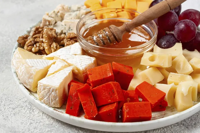Framed Print : Appetizer Print: Assorted Cheese with Nuts and Honey Framed Print : Appetizer Print: Assorted Cheese with Nuts and Honey