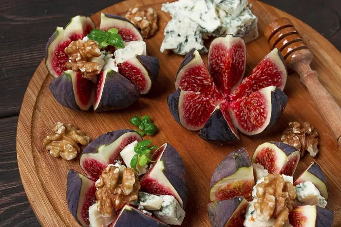 Framed Print : Appetizer Print: Figs with Blue Cheese and Walnut Framed Print : Appetizer Print: Figs with Blue Cheese and Walnut