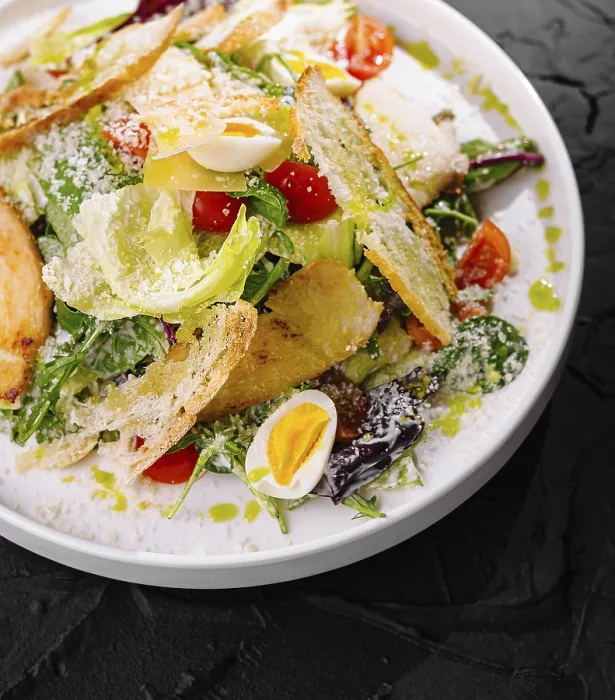 Framed Print : Appetizing Caesar Salad Print with Croutons and Parmesan