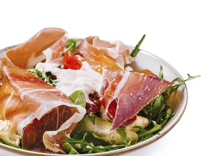 Framed Print : Appetizing Salad Print with Prosciutto and Mozzarella Framed Print : Appetizing Salad Print with Prosciutto and Mozzarella