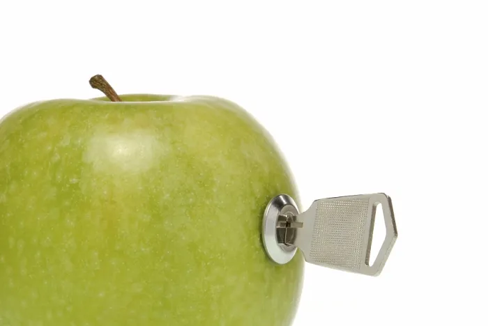 Framed Print : Apple with Lock and Key Print Framed Print : Apple with Lock and Key Print