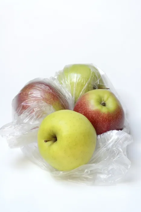 Framed Print : Apple in Plastic Bag Print