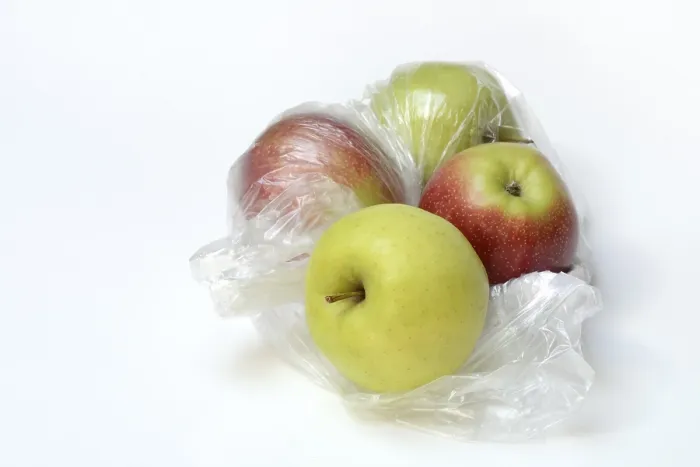 Framed Print : Apple in Plastic Bag Print