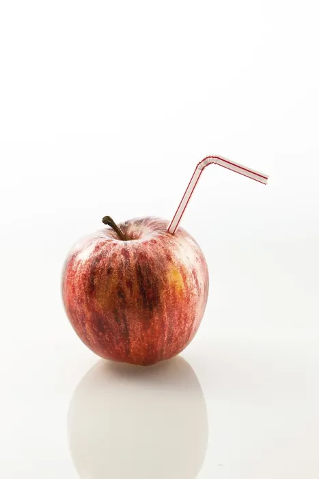 Framed Print : Apple with a straw as a drink Print Framed Print : Apple with a straw as a drink Print