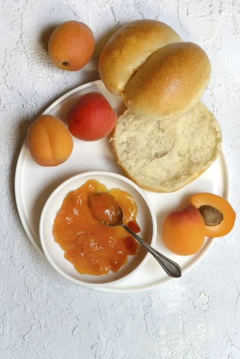 Framed Print : Apricot Jam in Shell and Sliced Roll Print Framed Print : Apricot Jam in Shell and Sliced Roll Print