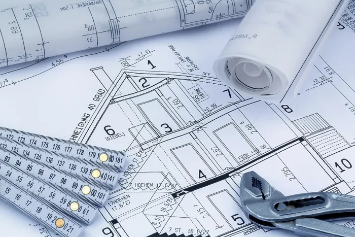 Framed Print : Austrian Architect's Plan for New Home Construction Print