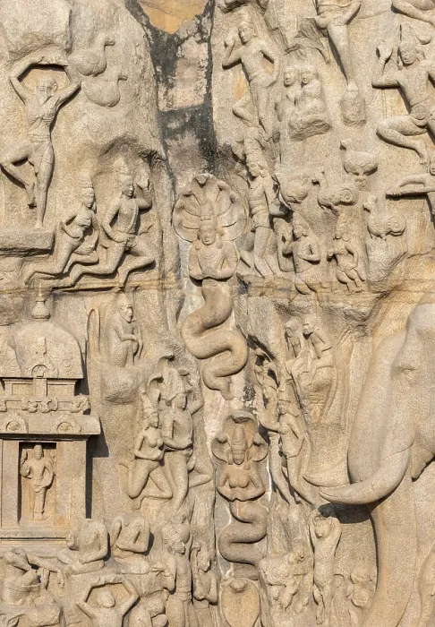 Framed Print : Detail of Arjuna's Penance Print, Mahabalipuram, India