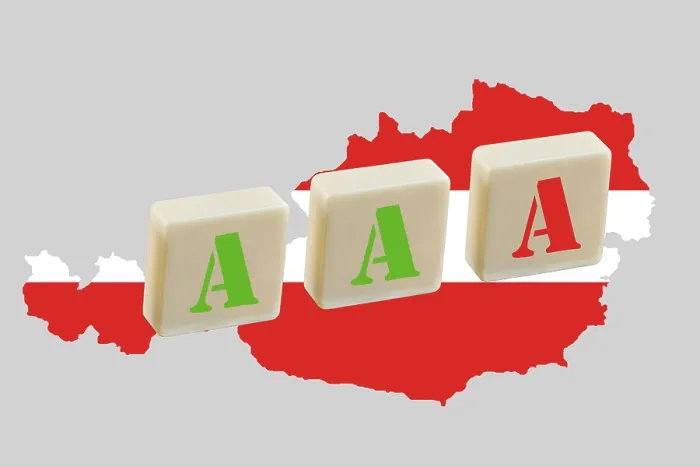 Framed Print : Three A's on a Map of Austria Print - Triple A Ranking Risk Framed Print : Three A's on a Map of Austria Print - Triple A Ranking Risk