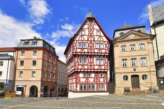 Framed Print : Aschaffenburg Print: Historic Timber Framing in Town Square Framed Print : Aschaffenburg Print: Historic Timber Framing in Town Square
