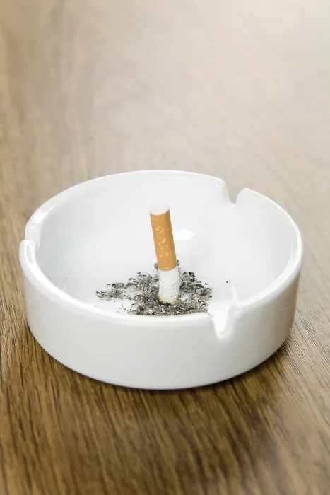 Framed Print : Print of Ashtray with a cigarette