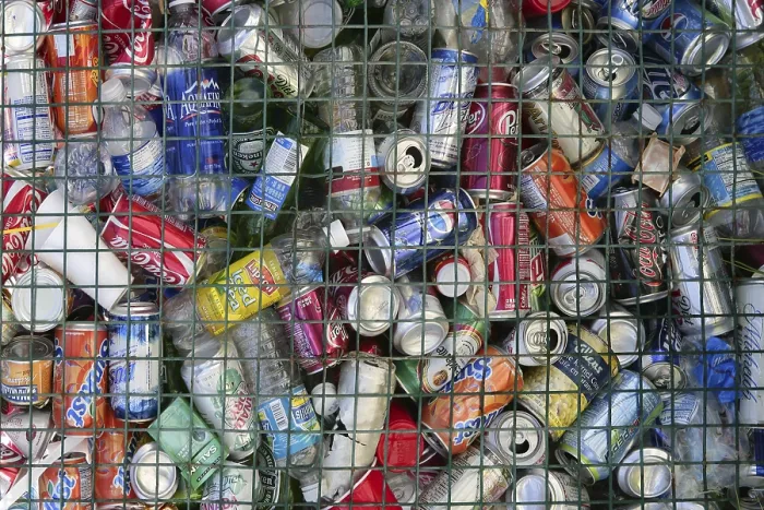 Framed Print : Assorted Beverages Cans Print on Trash, Colored Texture Framed Print : Assorted Beverages Cans Print on Trash, Colored Texture