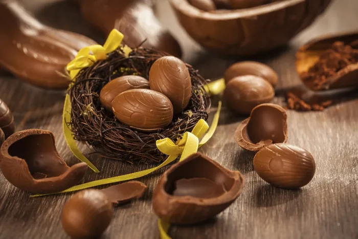Framed Print : Assorted Chocolate Eggs Print on Wooden Background Framed Print : Assorted Chocolate Eggs Print on Wooden Background