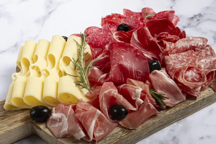 Framed Print : Assorted Meat and Cheese Print - Top View Framed Print : Assorted Meat and Cheese Print - Top View