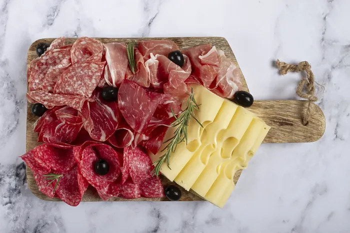Framed Print : Assorted Meat and Cheese Print, Top View Framed Print : Assorted Meat and Cheese Print, Top View