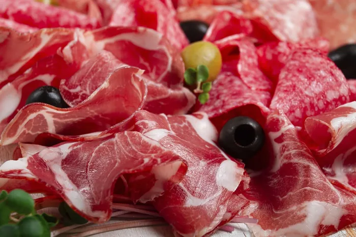 Framed Print : Assorted Meat Appetizer Print - Prosciutto, Salami and Ham Framed Print : Assorted Meat Appetizer Print - Prosciutto, Salami and Ham