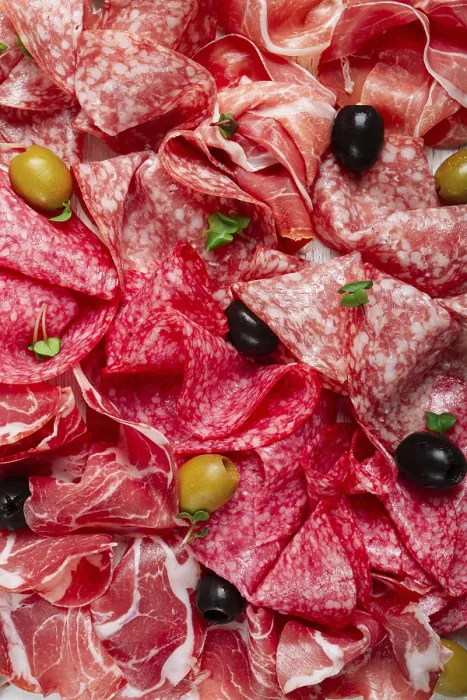 Framed Print : Assorted Meat Appetizer Print - Prosciutto, Salami and Ham Framed Print : Assorted Meat Appetizer Print - Prosciutto, Salami and Ham