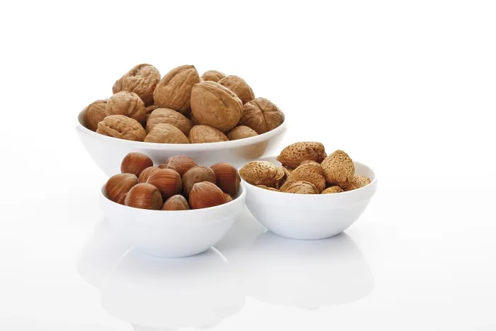 Framed Print : Assorted Nuts in Ceramic Bowls Print Framed Print : Assorted Nuts in Ceramic Bowls Print