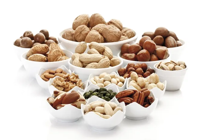 Framed Print : Assorted Nuts in Ceramic Bowls Print Framed Print : Assorted Nuts in Ceramic Bowls Print