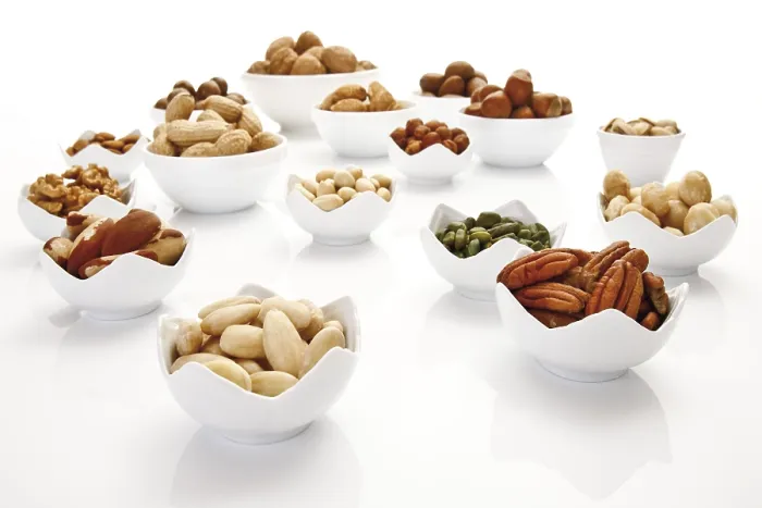 Framed Print : Assorted Nuts and Kernels Print in Ceramic Bowls Framed Print : Assorted Nuts and Kernels Print in Ceramic Bowls