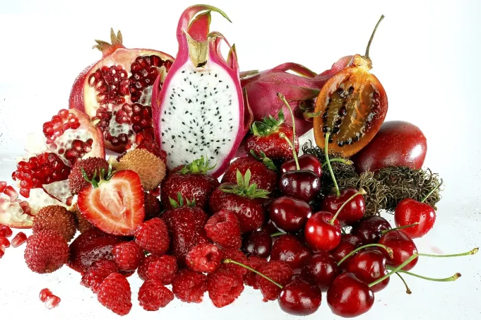 Framed Print : Assorted Red Fruit Print on White Background Framed Print : Assorted Red Fruit Print on White Background