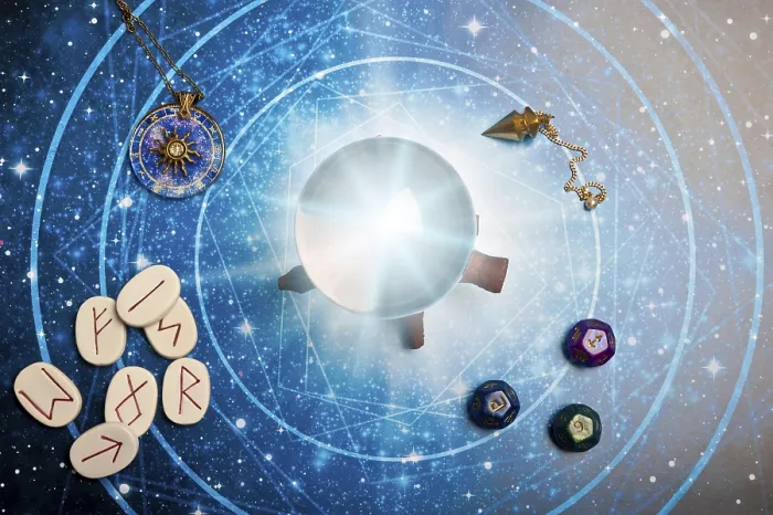 Framed Print : Astrology and Divination Print featuring Pentagram, Pendulum, and Runes Framed Print : Astrology and Divination Print featuring Pentagram, Pendulum, and Runes