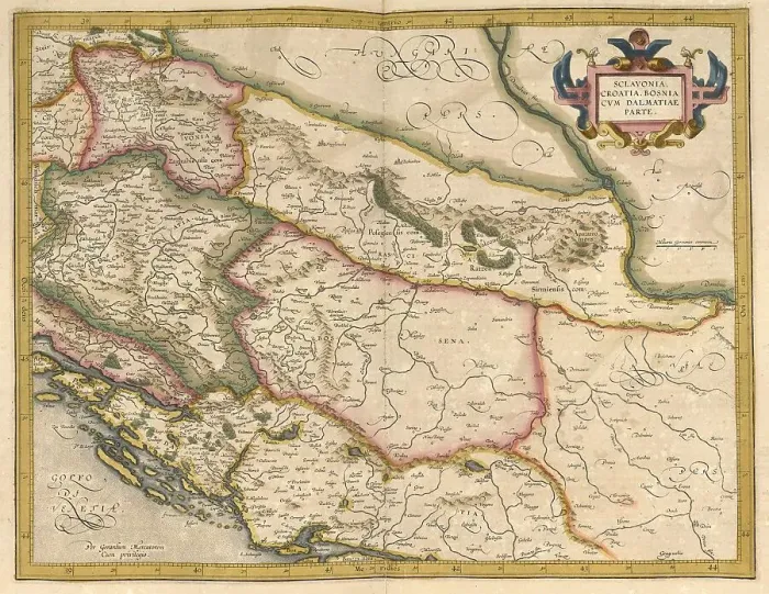 Framed Print : Digitally restored Print of Sclavonia from 1623 Atlas by Gerhard Mercator Framed Print : Digitally restored Print of Sclavonia from 1623 Atlas by Gerhard Mercator