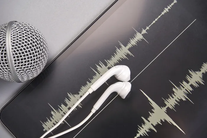 Framed Print : Audio Print: Grey Monochrome Waveform Visualization Framed Print : Audio Print: Grey Monochrome Waveform Visualization