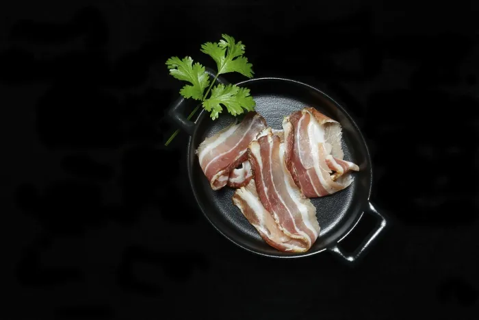 Framed Print : Bacon Strips in Pans Print Framed Print : Bacon Strips in Pans Print