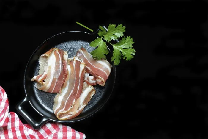 Framed Print : Bacon Strips in Pans Print
