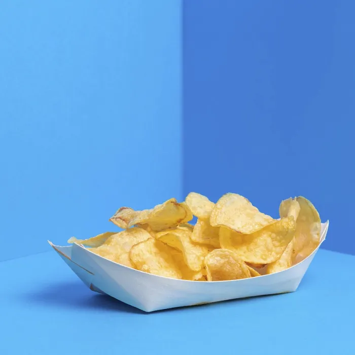 Framed Print : Print of Bag Chips Ready to be Served