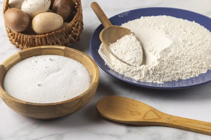 Framed Print : Baking Ingredients Print: Flour, Sugar and Eggs Framed Print : Baking Ingredients Print: Flour, Sugar and Eggs