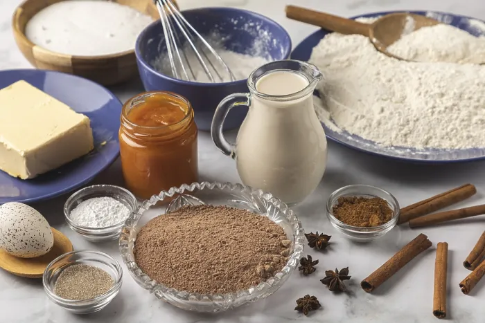Framed Print : Baking Ingredients Print - Flour, Milk and Spices Framed Print : Baking Ingredients Print - Flour, Milk and Spices