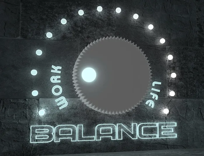 Framed Print : Neon Work-Life Balance Print: 3D Rendering Framed Print : Neon Work-Life Balance Print: 3D Rendering
