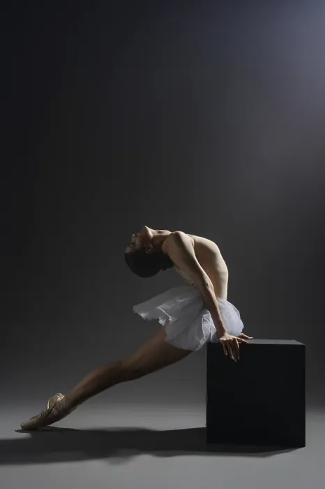 Framed Print : Ballet Dancer in Dimly Lit Studio Print Framed Print : Ballet Dancer in Dimly Lit Studio Print
