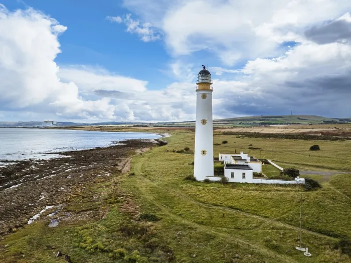 Framed Print : Barns Ness Lighthouse Drone Print, Dunbar, Scotland Framed Print : Barns Ness Lighthouse Drone Print, Dunbar, Scotland