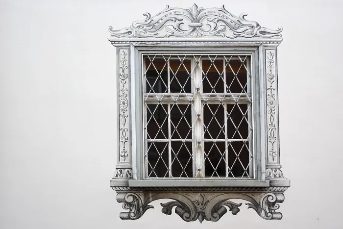 Framed Print : Barred Window Print - ImageBROKER Framed Print : Barred Window Print - ImageBROKER