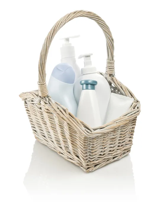 Framed Print : Basket with Cosmetics Print Framed Print : Basket with Cosmetics Print