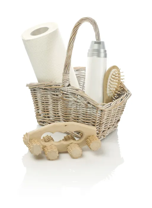 Framed Print : Basket with objects and masseur Print Framed Print : Basket with objects and masseur Print